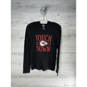 Kansas City Chiefs Shirt Womens Small Black NFL Football Hooded Long Sleeve